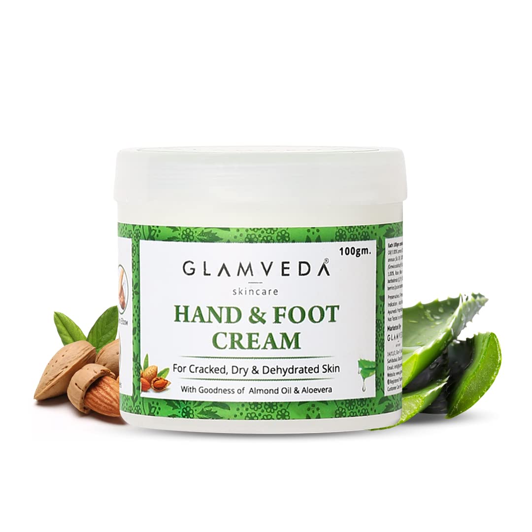 5189v3TCOkL._SL1080_ Glamveda Hand & Foot Ayurvedic Crack Cream 100 GM For Dry, Rough & Crack Heels & Elbow, Paraben Free| Alomond Oil, Aloevera & Mango Butter| Deeply Moisturizes & Repairs - Image 1