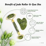 Sifoz Jade Roller & Gua Sha Set Face Roller Anti-Aging Facial Roller Natural Green Jade Beauty Massager Tool Skin Care Tool for Face Neck Eye to Reduce Wrinkles and Relax Body Muscles - Image 3