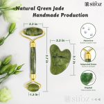 Sifoz Jade Roller & Gua Sha Set Face Roller Anti-Aging Facial Roller Natural Green Jade Beauty Massager Tool Skin Care Tool for Face Neck Eye to Reduce Wrinkles and Relax Body Muscles - Image 4
