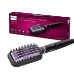 PHILIPS Hair Straightener Brush - Naturally Straight Hair In 5Min* I Style With 2X More Volume and 5X less Frizz | Large Paddle Design for Faster Results | Shiny And Smooth Hair I No Scalp Burns I Keratin Bristles I 2 Temperature Settings (170*C and 200*C) | Swivel Cord | Electric Comb for Women | Gifts for woman | Bhh880/10,Black