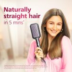 PHILIPS Hair Straightener Brush - Naturally Straight Hair In 5Min* I Style With 2X More Volume and 5X less Frizz | Large Paddle Design for Faster Results | Shiny And Smooth Hair I No Scalp Burns I Keratin Bristles I 2 Temperature Settings (170*C and 200*C) | Swivel Cord | Electric Comb for Women | Gifts for woman | Bhh880/10,Black - Image 3